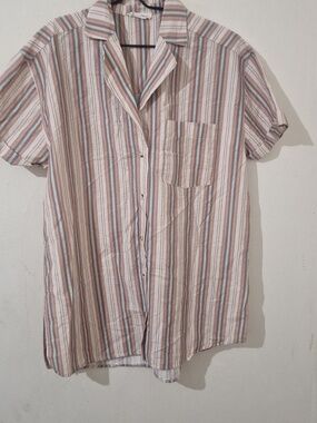 We The Free Short Sleeve Striped Button-Down Shirt